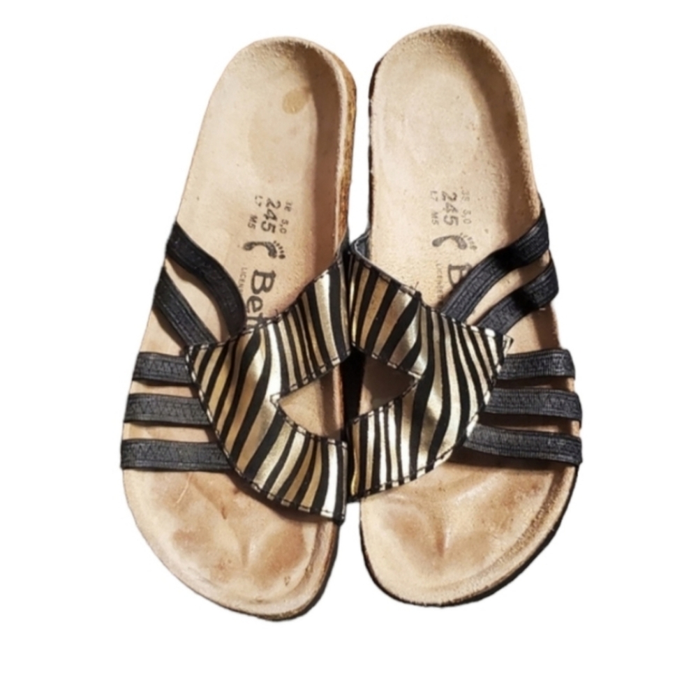 Rare Birkenstock Black and Gold  design Slide Sandals